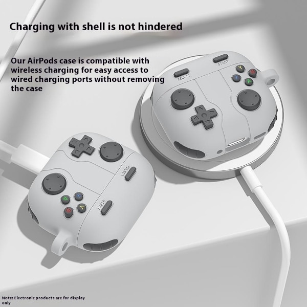 Silikonskal Med Karbinhake Apple AirPods 4 Gamepad Grå