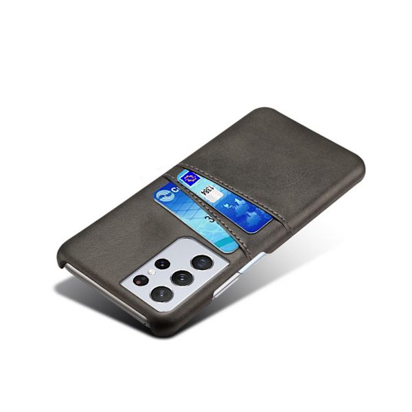 Samsung Galaxy S21 Ultra -nahkakotelo, jossa korttipaikat, musta