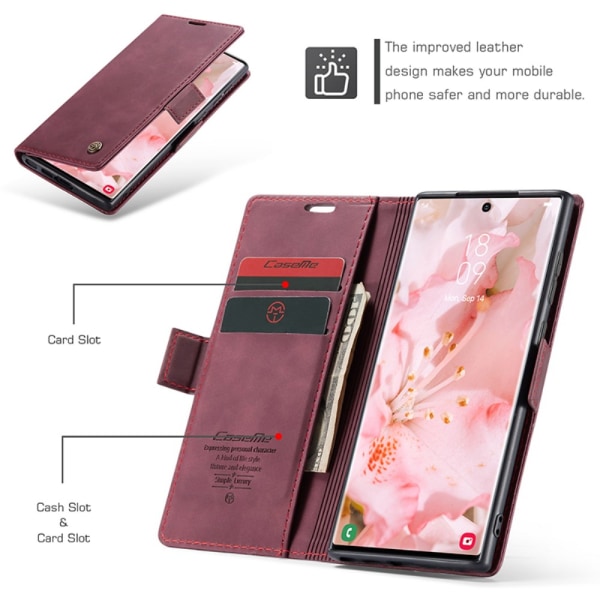 CaseMe Slim Plånboksfodral Samsung Galaxy S24 Ultra Röd