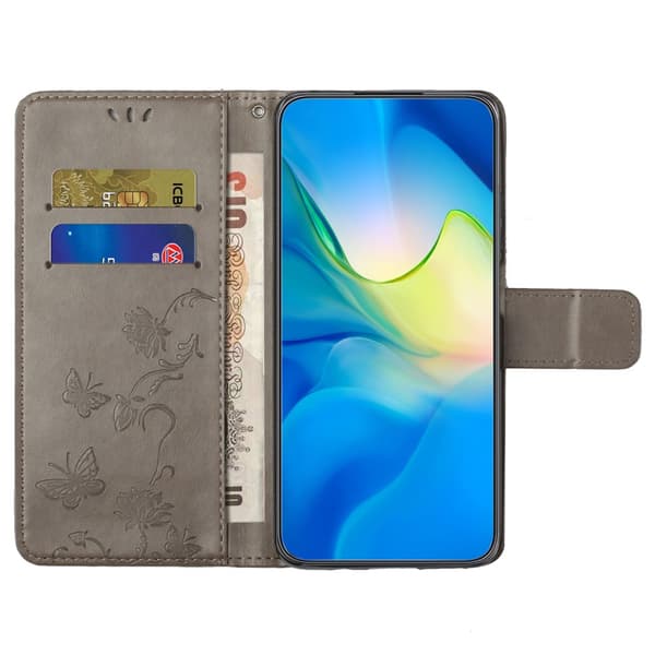 Läderfodral Fjärilar iPhone 16 Pro Max Grå