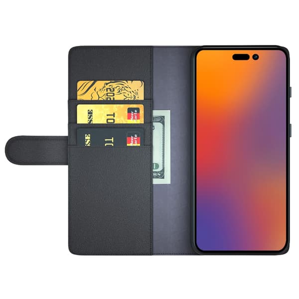 Äkta Läderfodral iPhone 14 Pro Max Svart