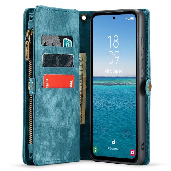 CaseMe Multi-Slot 2 i 1 Plånboksfodral Samsung Galaxy A55 Blå