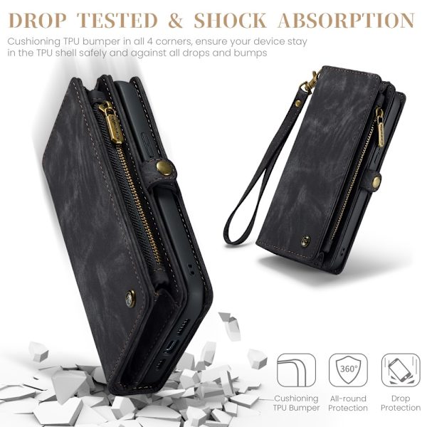 CaseMe Multi-Slot 2 i 1 Pungetui iPhone 16 Pro Sort