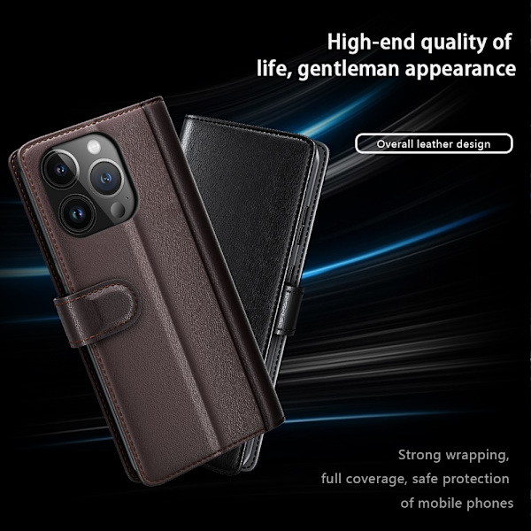 Ægte læder etui iPhone 15 Pro Brun