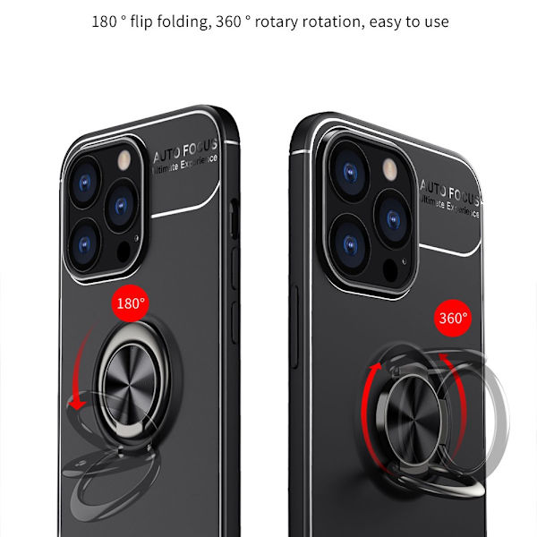Etui med Ringholder til iPhone 13 Pro Sort