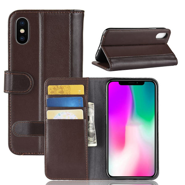 Ægte læder etui iPhone XR Brun