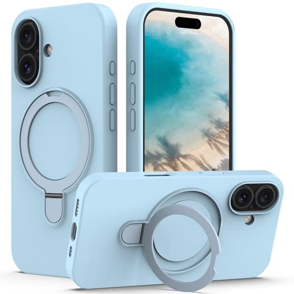 Silikoneskal Kickstand MagSafe iPhone 16 Blå