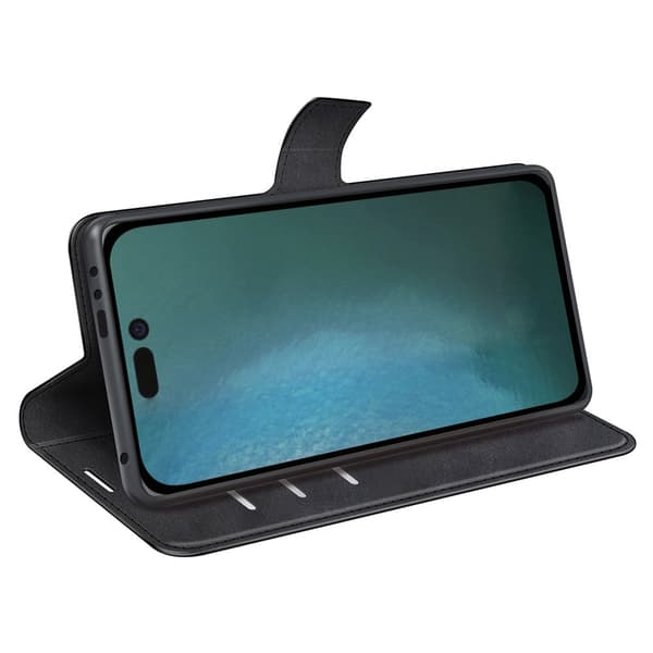 iPhone 14 Pro Wallet Läder Svart
