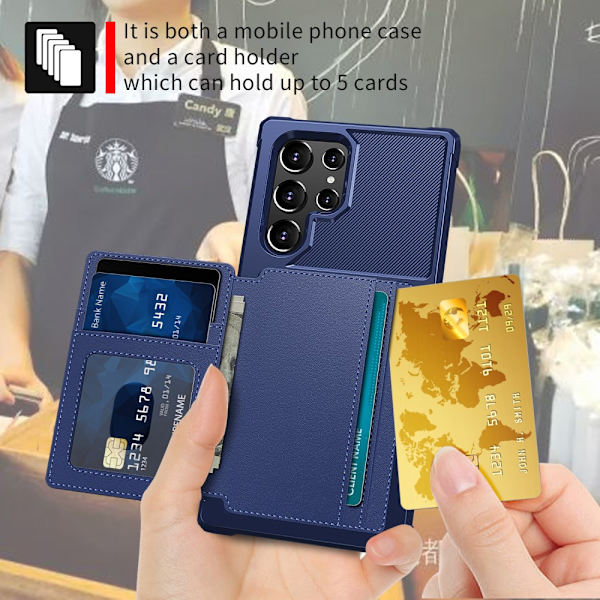 Multi-Slot Etui Samsung Galaxy S22 Ultra Blå