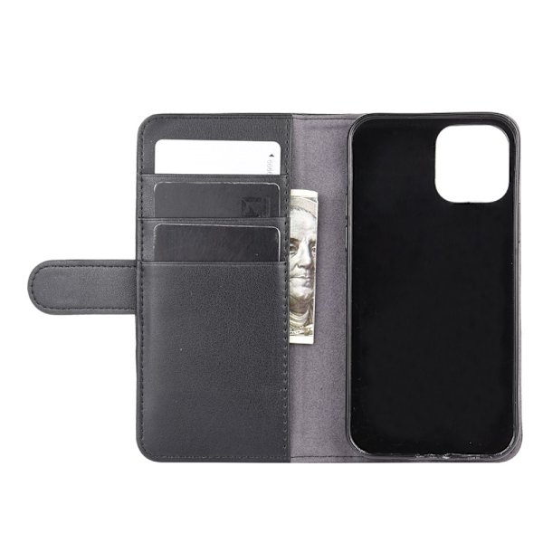 Ægte Læderetui iPhone 12 Mini Sort