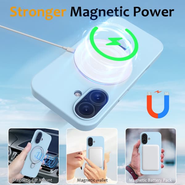 Silikonskal Kickstand MagSafe iPhone 16 Blå