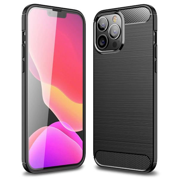 Carbon Shockproof TPU Cover iPhone 14 Pro Max Sort