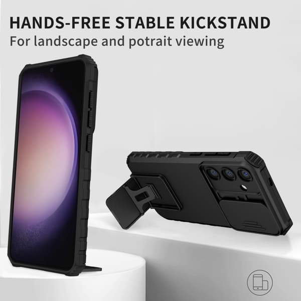 Kickstand Cover Samsung Galaxy S24 Kamerabeskyttelse Sort
