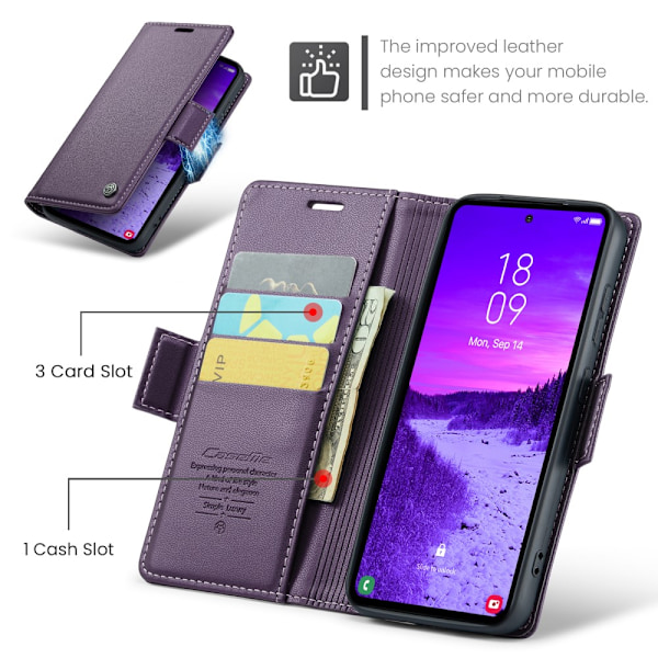 CaseMe Slim Wallet Case RFID-beskyttelse Samsung Galaxy S25 Lilla