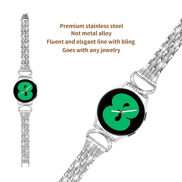 Dual Rhinestone Armbånd Samsung Galaxy Watch 7 44mm Sølv