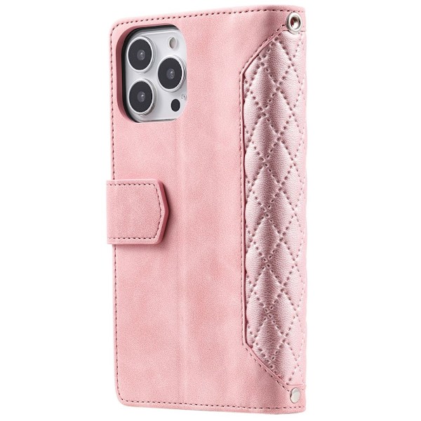 iPhone 14 Pro Plånboksväska Vadderad Rosa