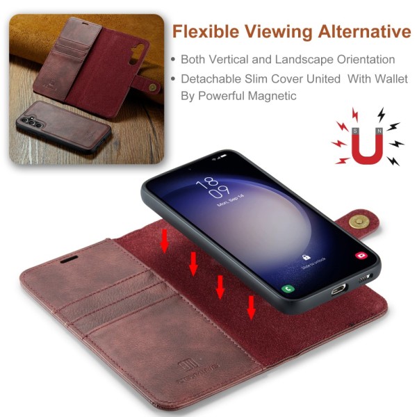 DG.MING 2-in-1 Magnet Wallet Samsung Galaxy S23 FE Red