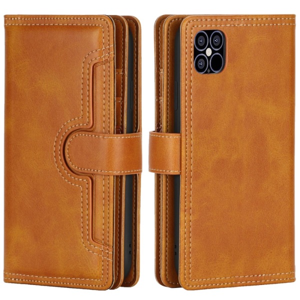 Läder Plånboksfodral Multi-Slot iPhone 13 Cognac