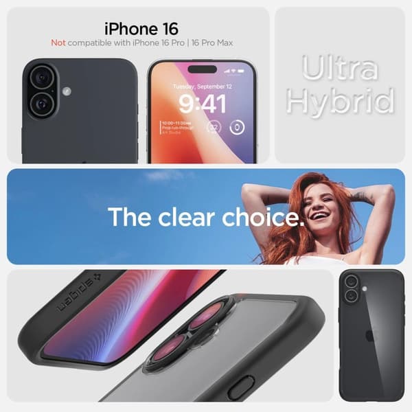 Spigen iPhone 16 -kotelo Ultra Hybrid Matte Black