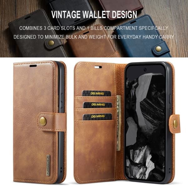 DG.MING 2-i-1 Magnetpung Google Pixel 9 Pro XL Cognac