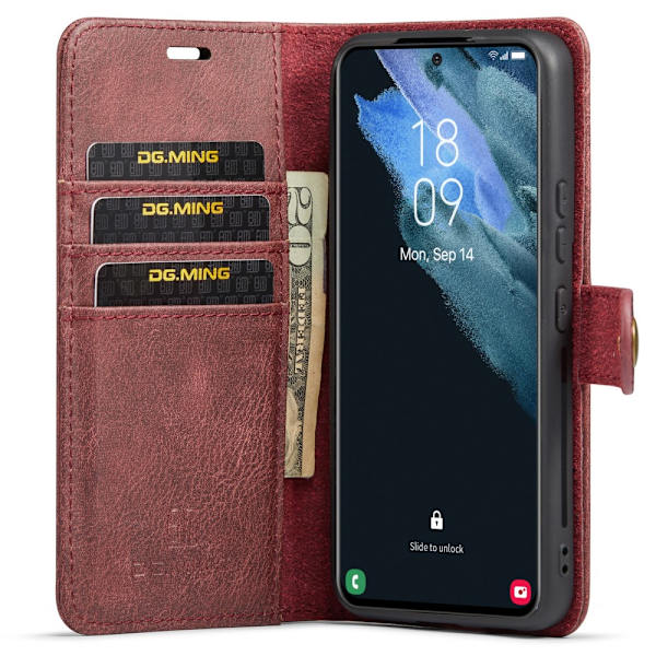 DG.MING 2-in-1 Magnet Wallet Samsung Galaxy S22 Red