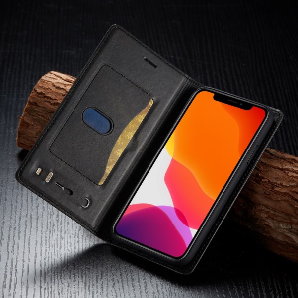 LC.IMEEKE Plånboksfodral i Läder iPhone 11 Pro Max Svart