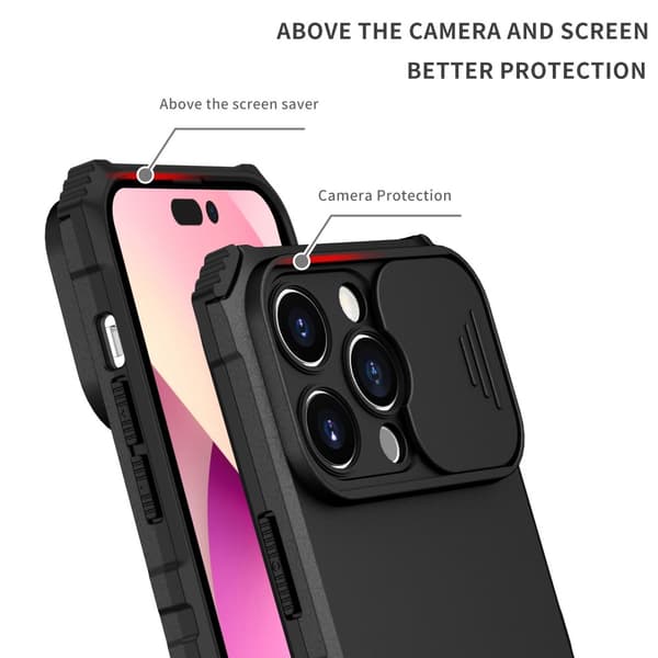Kickstand Skal iPhone 14 Pro Kameraskydd Svart