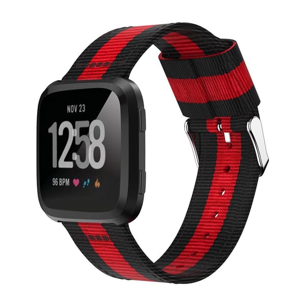 Fitbit Versa/Versa 2 -nylonranneke, musta/punainen