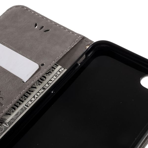 Perhoskuvioinen nahkakotelo iPhone 7/8/SE Harmaa