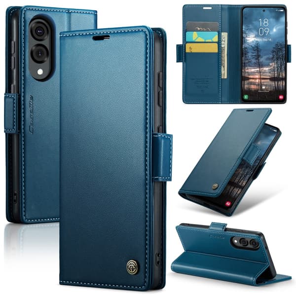 CaseMe Slim Plånboksfodral RFID-skydd Samsung Galaxy S25 Edge Bl