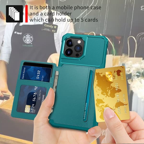 Monikäyttöinen lompakkokotelo iPhone 14 Pro Max - Vihreä