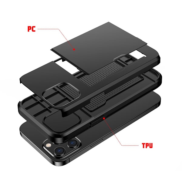 Etui med kortholder til iPhone 12/12 Pro Sort