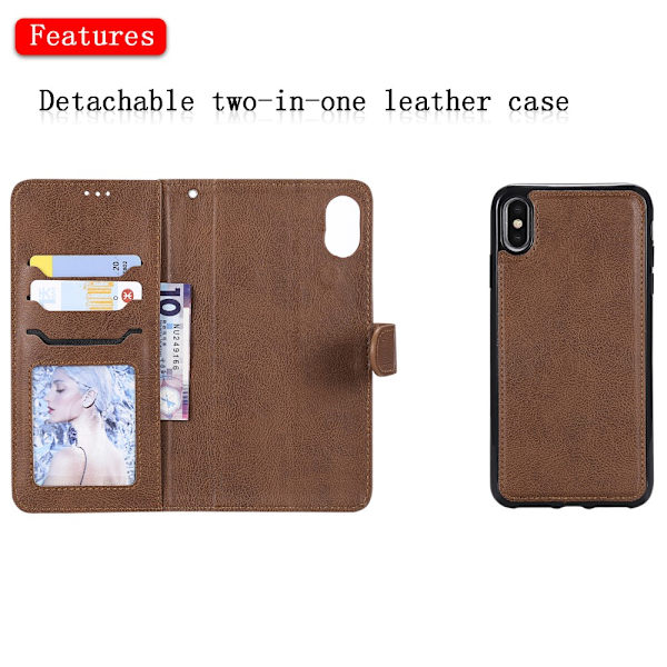 Magnet Leather Wallet iPhone XS Max Brun