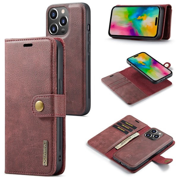 DG.MING 2-in-1 Magnet Wallet iPhone 16 Pro Red