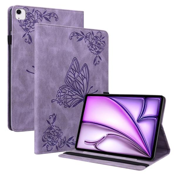Læderetui iPad Air 11 6. generation (2024) Sommerfugle Lilla
