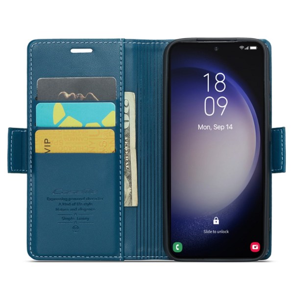 CaseMe Slim Plånboksfodral RFID-skydd Samsung Galaxy S24 Plus Bl