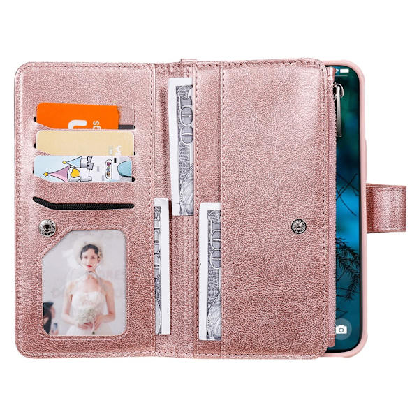 Zipper Magnet Leather Wallet iPhone 12 Pro Max Rose Guld