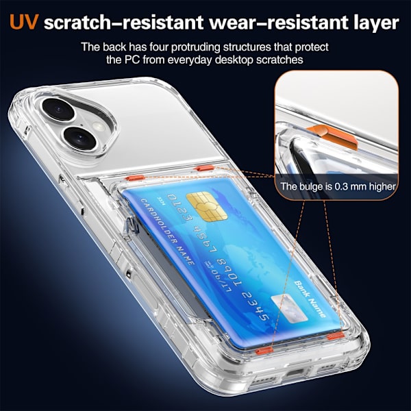 Skal Kortfack Kickstand iPhone 16 Transparent