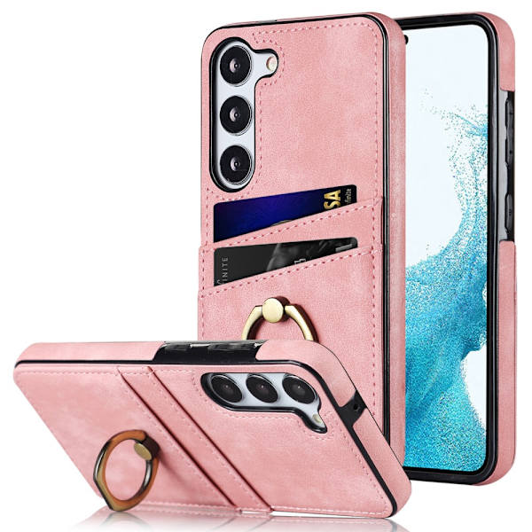Samsung Galaxy S24 Skal Kortfack Och Ringhållare Rosa