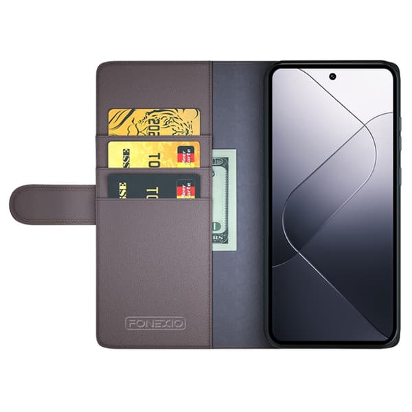 Äkta Läderfodral Xiaomi 14 Brun
