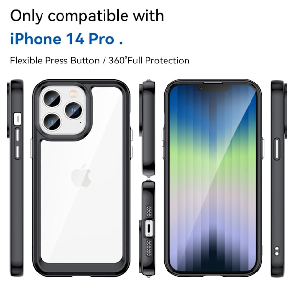 Hybrid Edge Case iPhone 14 Pro Musta