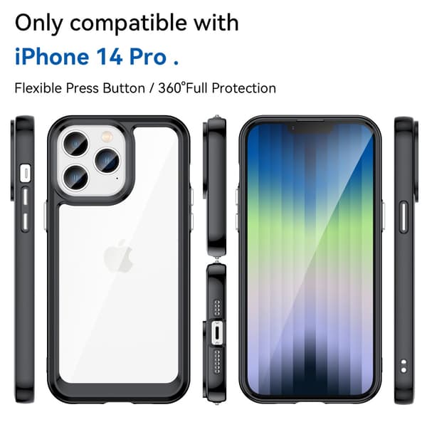 Hybrid Edge Skal iPhone 14 Pro Svart