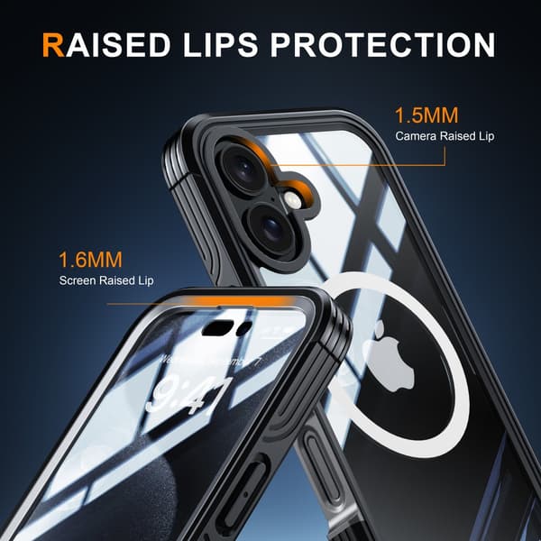 Ultra Full Protection MagSafe -kotelo iPhone 16 musta