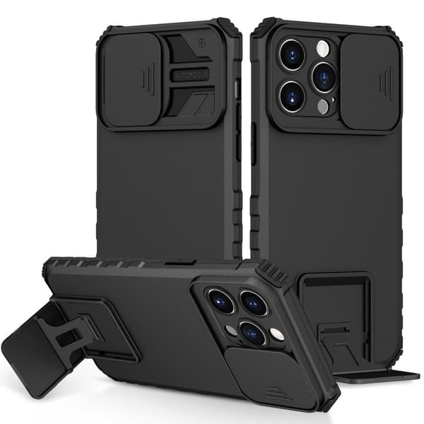 Kickstand Skal iPhone 14 Pro Max Kamerabeskyttelse Sort