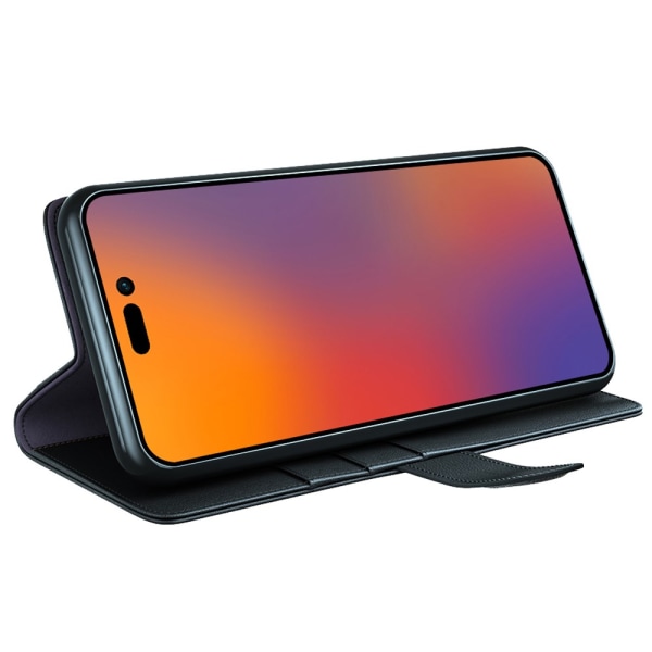 Ægte læder etui iPhone 14 Pro Max Sort