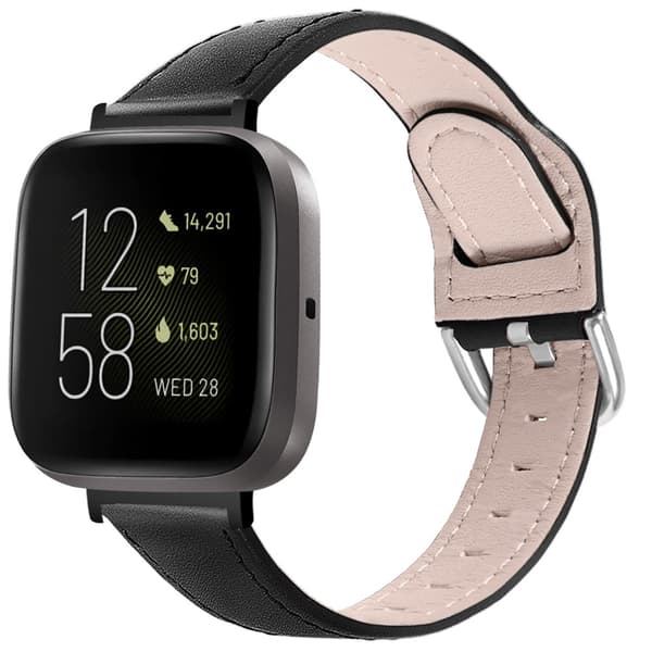 Äkta Läderarmband Fitbit Versa 3/Sense Svart