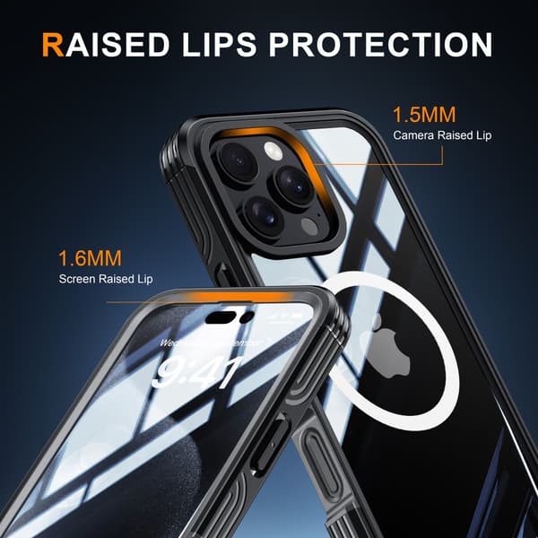 Ultra Full Protection MagSafe -kotelo iPhone 16 Pro Max - Musta