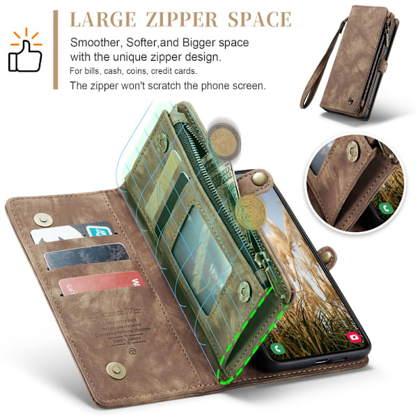 CaseMe Multi-Slot 2-in-1 Lompakko Kotelo Galaxy S25 Ruskea