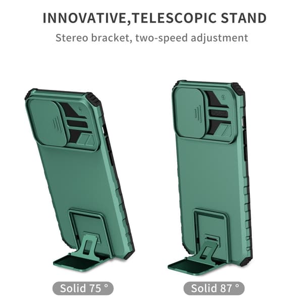 Kickstand-kuori iPhone 14 Pro Max - Kameransuojaus Vihreä