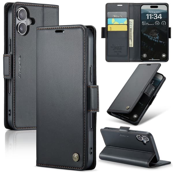 CaseMe Slim Pungetui RFID-beskyttelse iPhone 16 Sort